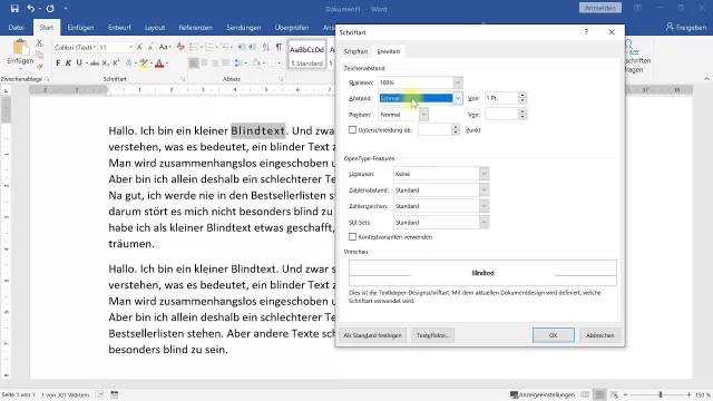 Zeichenabstand verändern (Buchstabenabstand verkleinern oder vergrößern) – Word-Tutorial