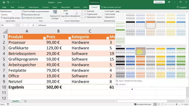 Tabellen erstellen – Excel-Tutorial