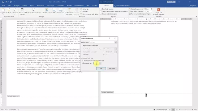 Seitenzahlen ab Seite 6 mit 1 beginnen – Word-Tutorial