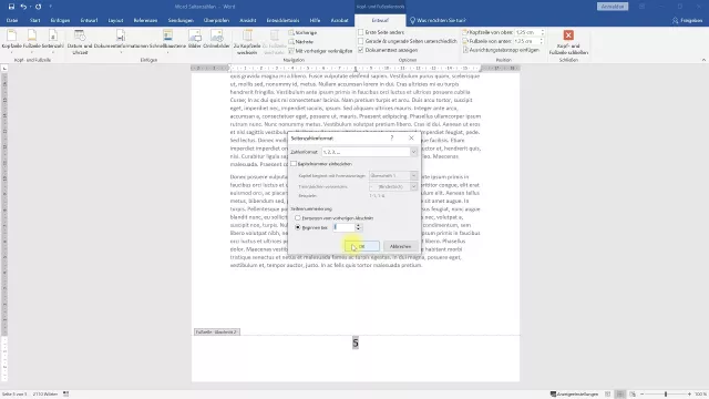 Seitenzahlen ab Seite 5 mit 1 beginnen – Word-Tutorial