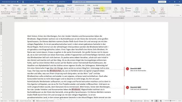Kommentare ausblenden oder löschen – Word-Tutorial