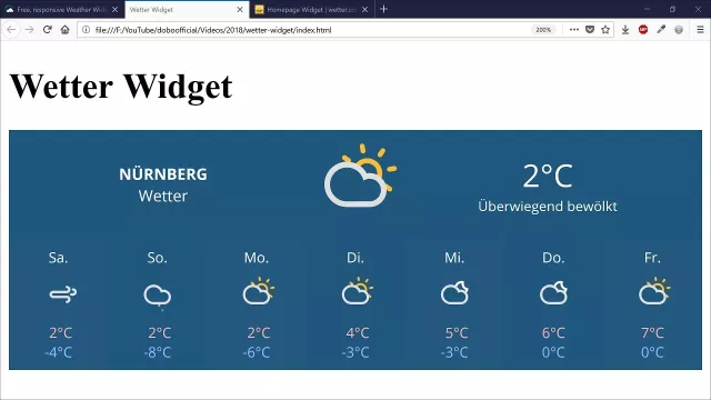 Wetter-Anzeige (Weather-Widget) in Website integrieren – Webdesign-Tutorial