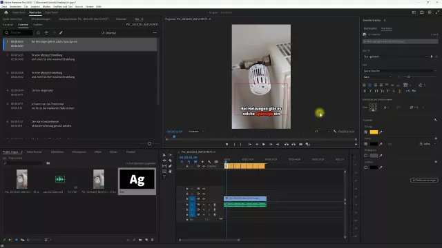 Automatische Untertitel erstellen mit Sprache-in-Text-Funktion (Transkription) – Premiere-Pro-Tutorial