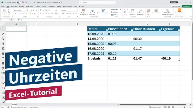 Negative Zeiten – Minusstunden berechnen und Uhrzeit mit Minus anzeigen – Excel-Tutorial