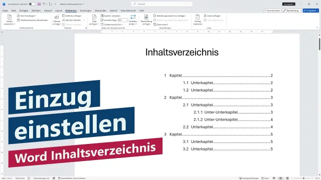 Word Inhaltsverzeichnis: Einzug ändern (Abstand von links einstellen) – Tutorial, Anleitung