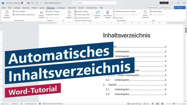 Wie erstellt man ein Inhaltsverzeichnis in Word?
