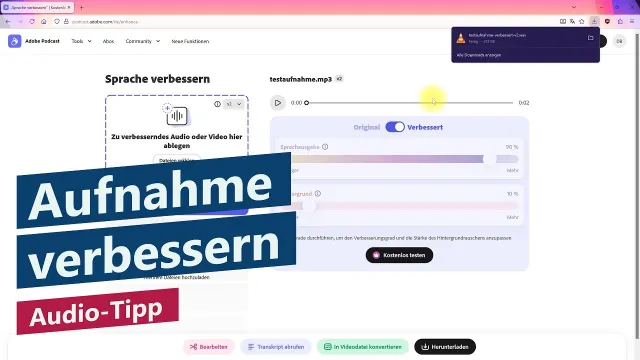 Audio automatisch verbessern mit Adobe Podcast – Kostenfreie Rettung von schlechtem Ton (Tutorial)