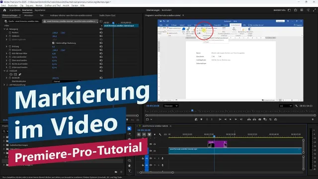 Markierung erstellen und Fokus setzen mit rotem Rahmen – Premiere-Pro-Tutorial
