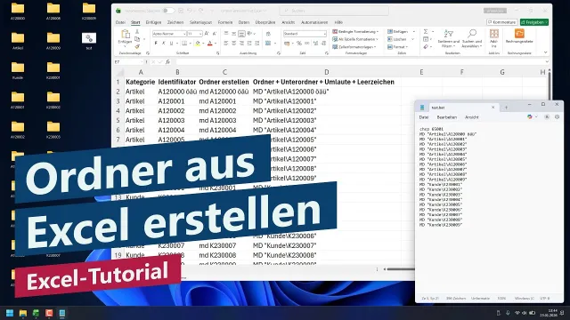 Ordner erstellen aus Datenliste (inklusive Leerzeichen, Umlauten und Unterordnern) – Excel-Tutorial