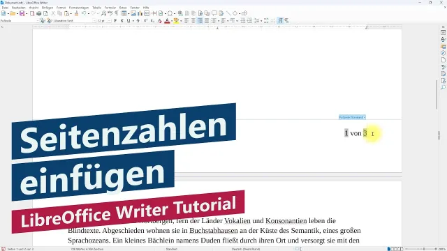 Seitenzahlen einfügen – LibreOffice Writer Tutorial