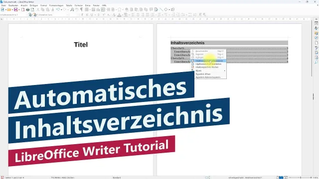 Automatisches Inhaltsverzeichnis erstellen – LibreOffice Writer Tutorial