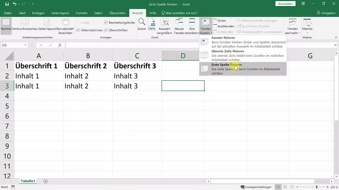 Zeilen und Spalten fixieren/einfrieren – Excel-Tutorial