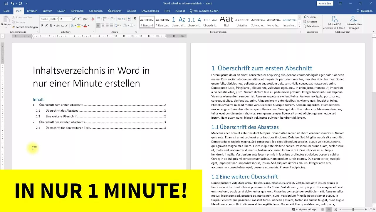 Inhaltsverzeichnis erstellen in 1 Minute – Word-Tutorial