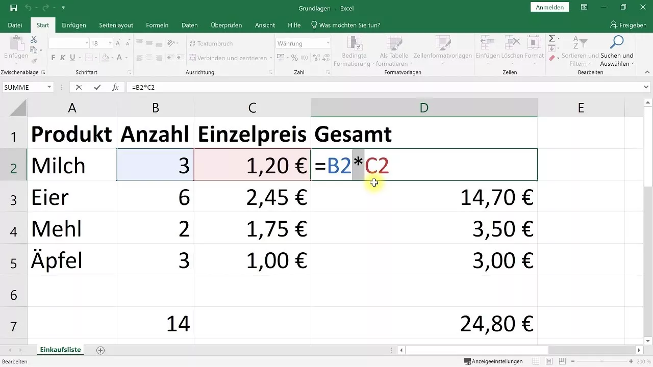 Excel Einstieg/Grundlagen: Rechnen, einfache Formeln, Summe – Excel-Tutorial