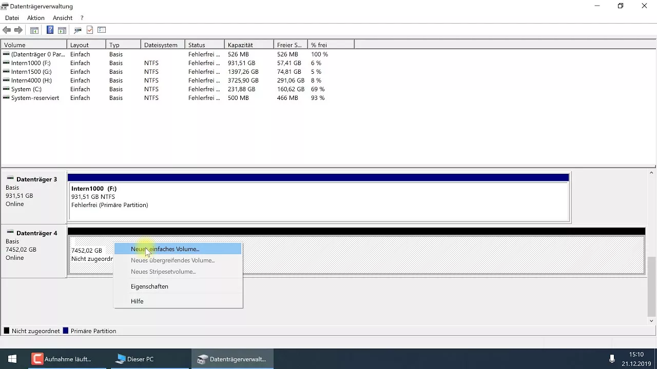 Neue Festplatte initialisieren, partitionieren, Volume erstellen und formatieren – Windows-Tutorial