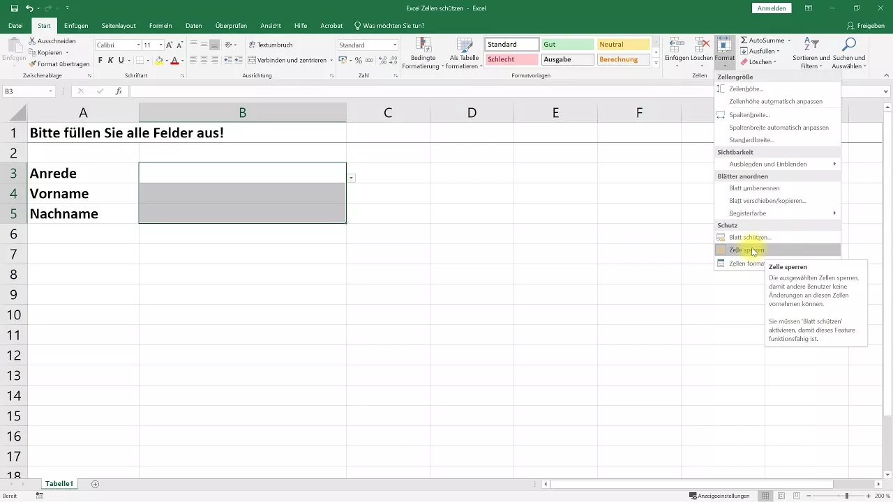 Zellen sperren – Excel-Tutorial