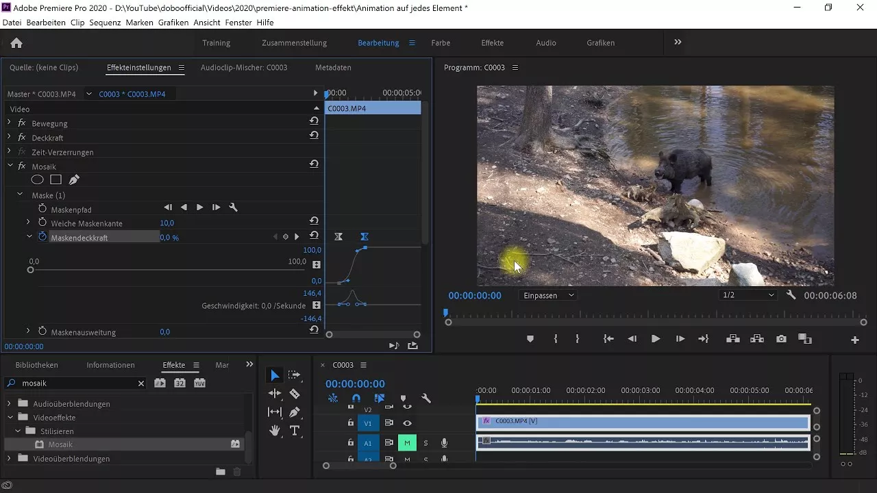 Eigenschaften eines Effekts oder Maske mit Keyframes animieren – Premiere-Pro-Tutorial