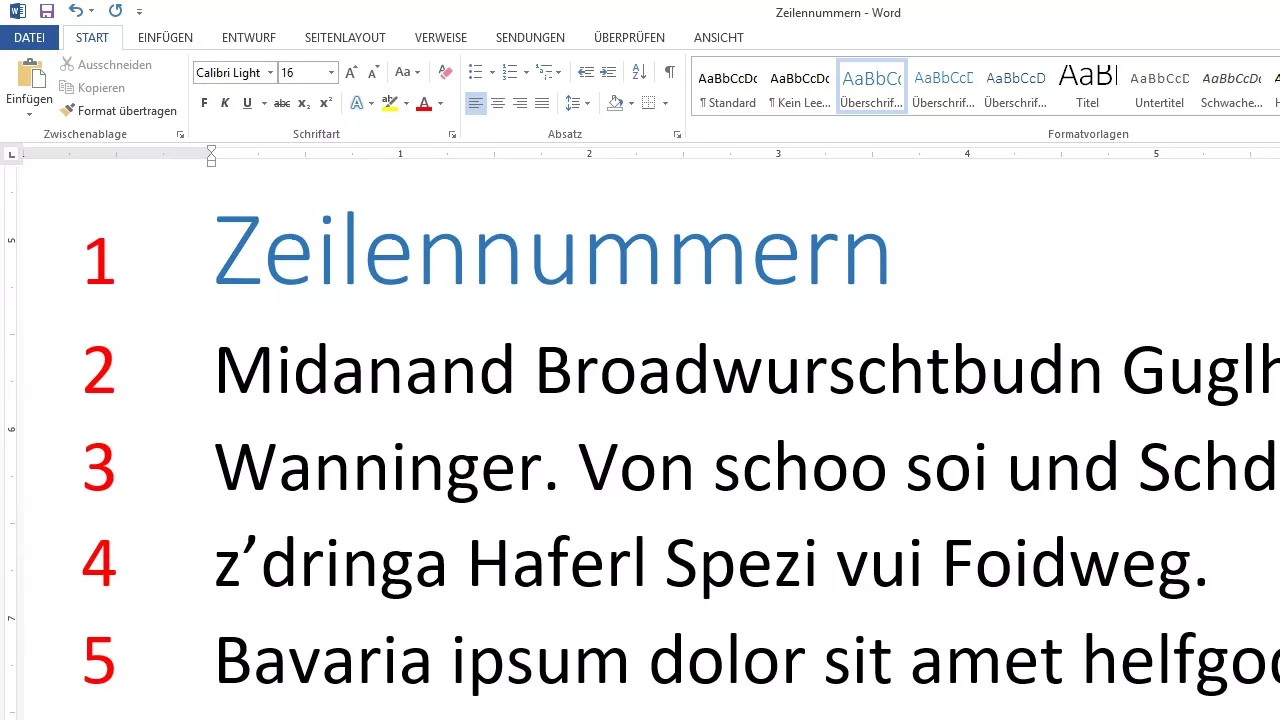 Zeilennummern einfügen und bearbeiten – Word-Tutorial