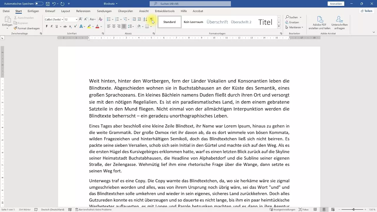 Blocksatz (mit Silbentrennung) – Word-Tutorial