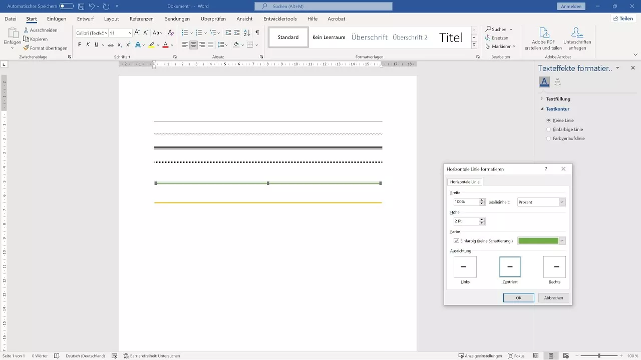 Horizontale Linie einfügen – Word-Tutorial