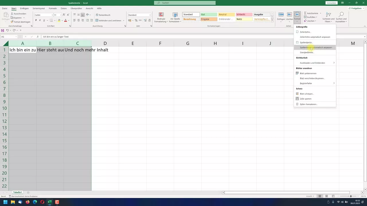 Spaltenbreite automatisch anpassen oder Breite einer Spalte manuell einstellen – Excel-Tutorial