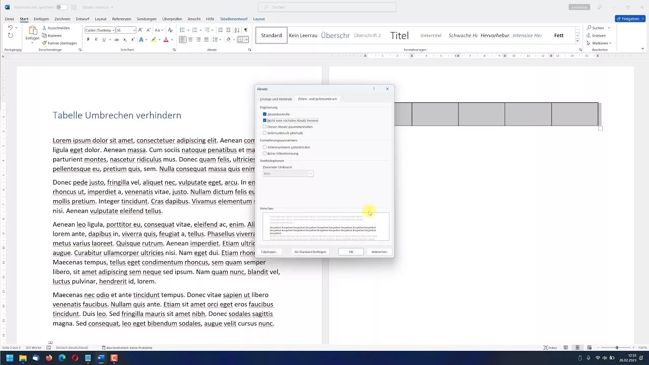Umbruch in Tabelle entfernen und verhindern – Word-Tutorial