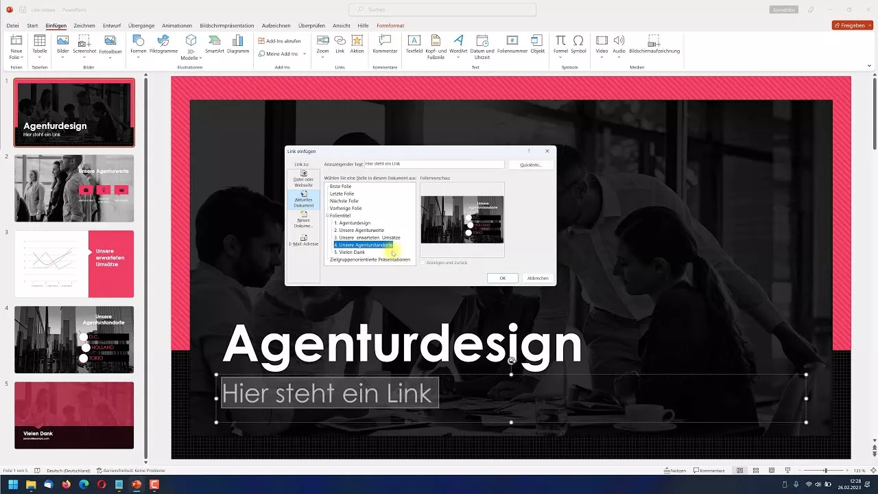 Link erstellen (Verlinkung auf Folie in Präsentation einfügen) – PowerPoint-Tutorial