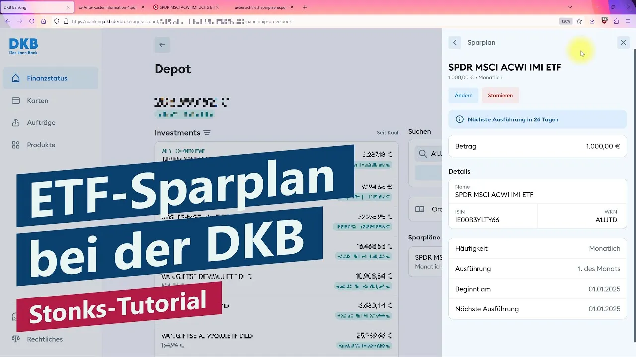 ETF-Sparplan bei der DKB erstellen – Tutorial, Anleitung für Anfänger