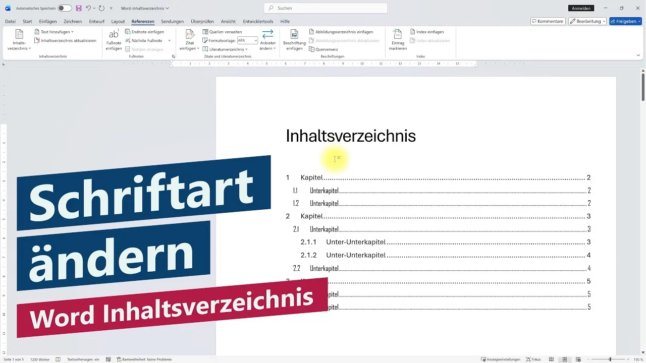 Word Inhaltsverzeichnis: Schriftart ändern – Tutorial, Anleitung