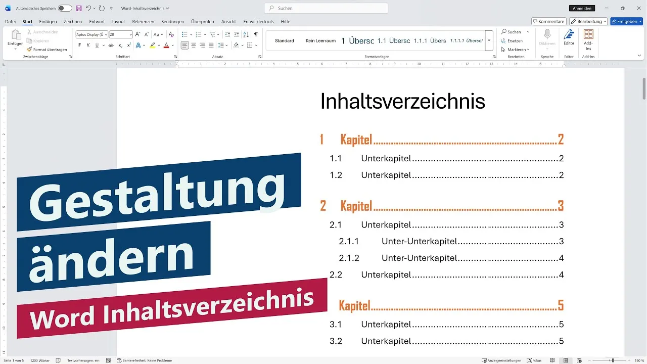 Word Inhaltsverzeichnis: Gestaltung (Design) anpassen – Tutorial, Anleitung