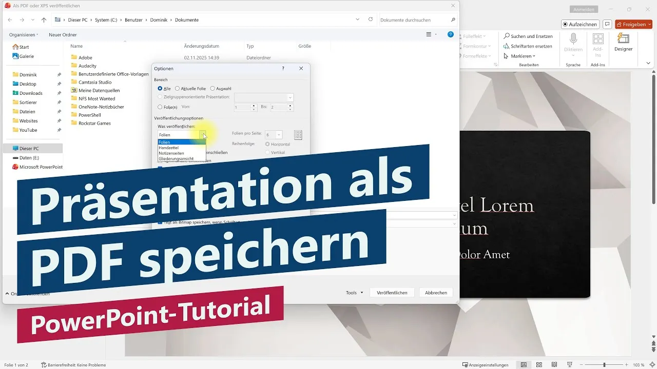 Präsentation als PDF speichern – PowerPoint-Tutorial