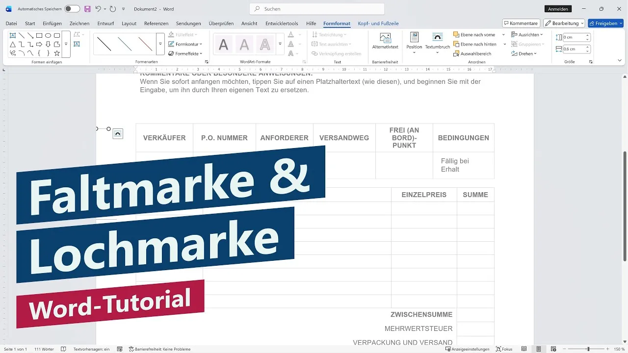 Falzmarke (Falzmarke) und Lochmarke erstellen – Word-Tutorial