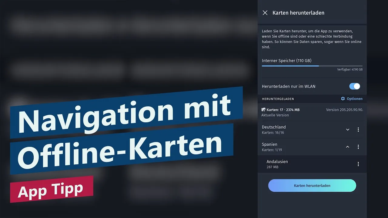Navigation mit Offline-Karten ganzer Länder (kostenlos, werbefrei) – HERE WeGo App Tipp