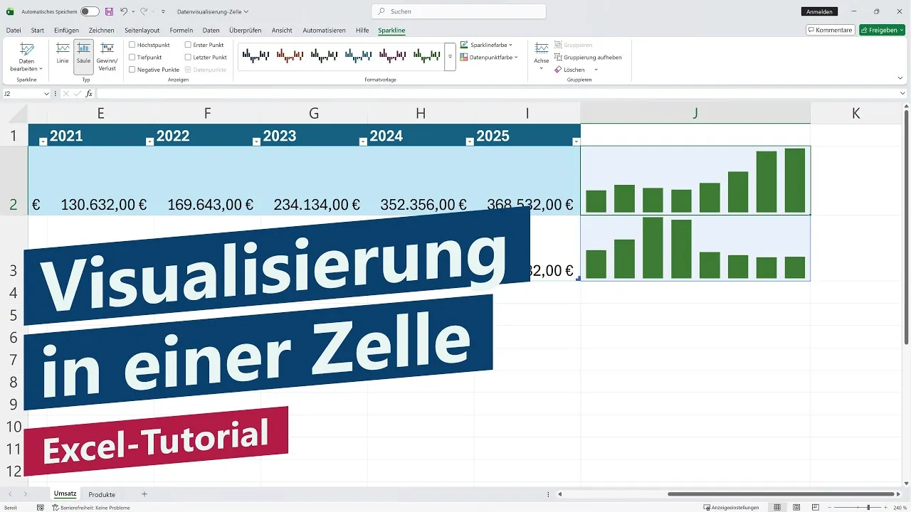 Diagramme in einer Zelle: Daten visualisieren mit Sparklines & Datenbalken – Excel-Tutorial