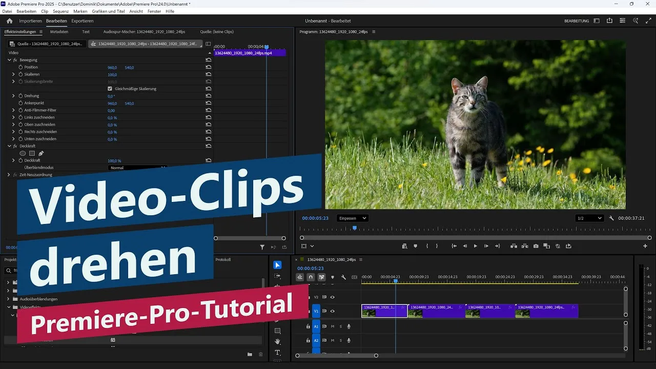 Videos rotieren & Ausrichtung drehen (Hochkant vs. Querformat) – Premiere-Pro-Tutorial