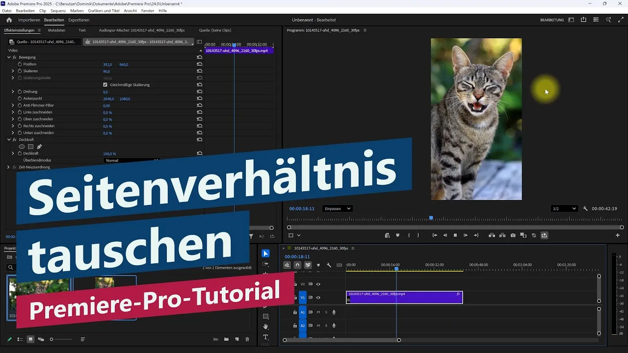 Breitbild in vertikales Video zuschneiden (Social Videos erstellen) – Premiere-Pro-Tutorial
