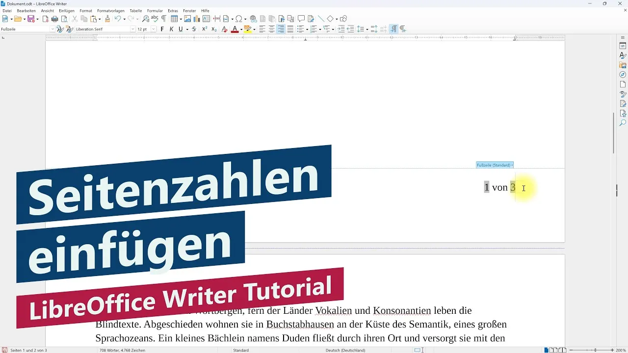 Seitenzahlen einfügen – LibreOffice Writer Tutorial