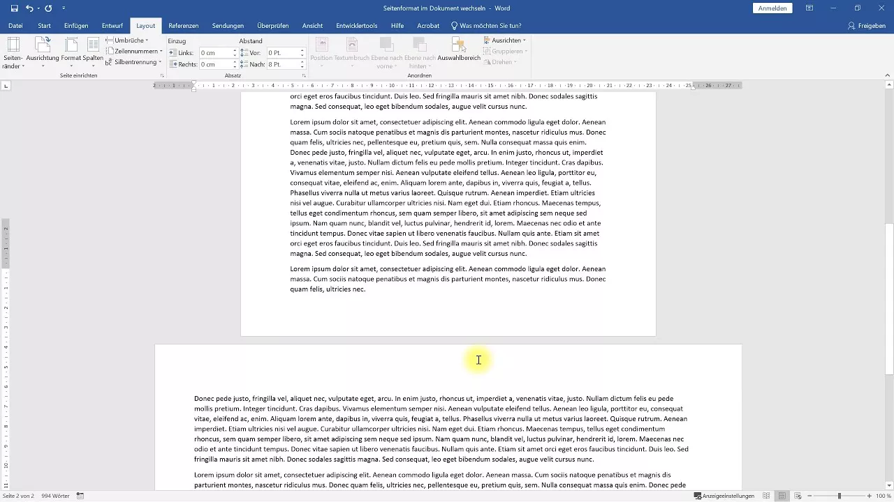 Seitenformat je Seite einstellen (Hochformat und Querformat im Dokument) – Word-Tutorial