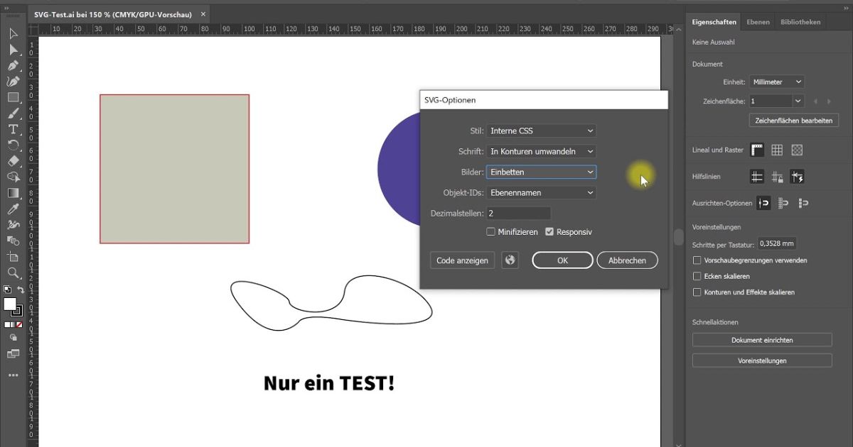 SVG exportieren (optimiert für Websites) – Illustrator-Tutorial