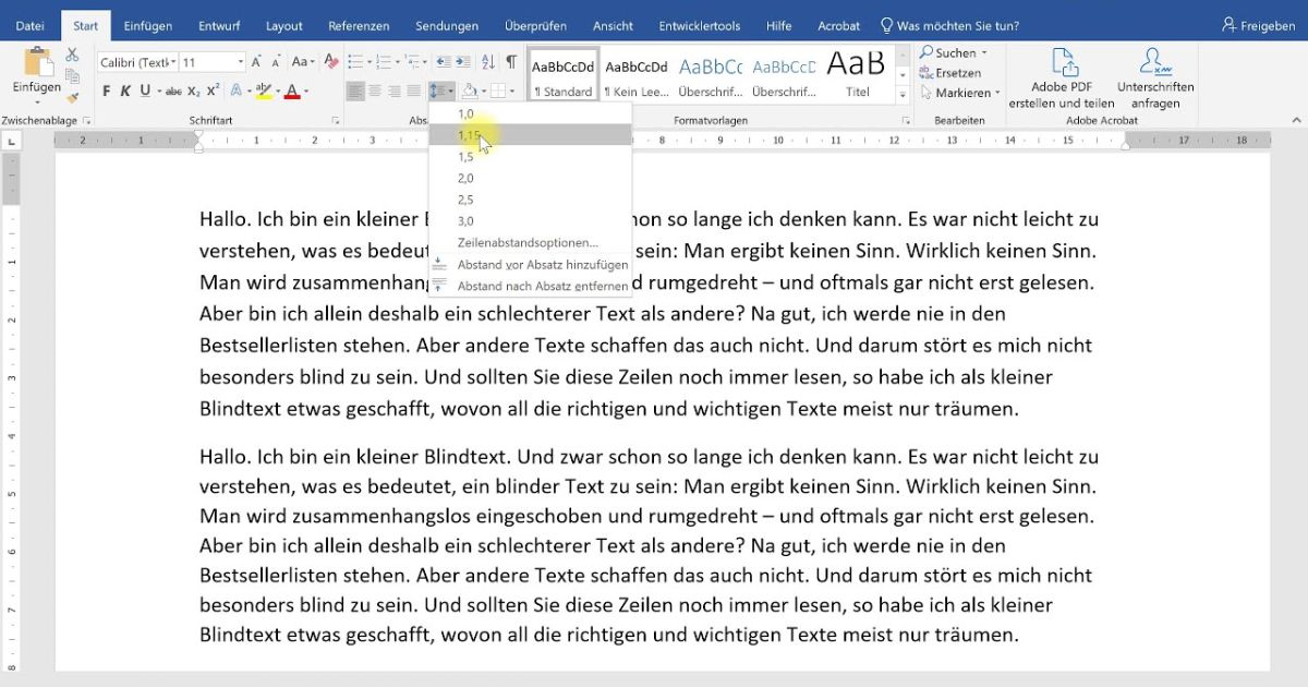 Zeilenabstand anpassen und optimieren – Word-Tutorial