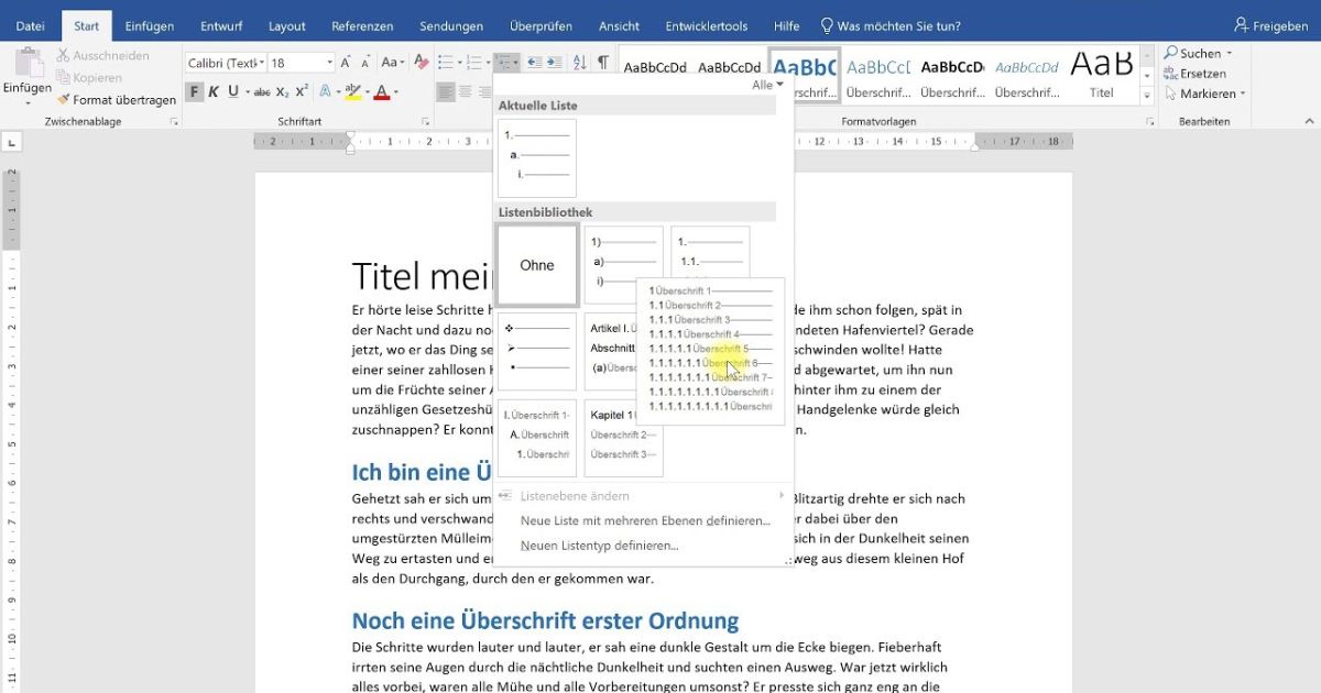 Überschriften nummerieren WordTutorial