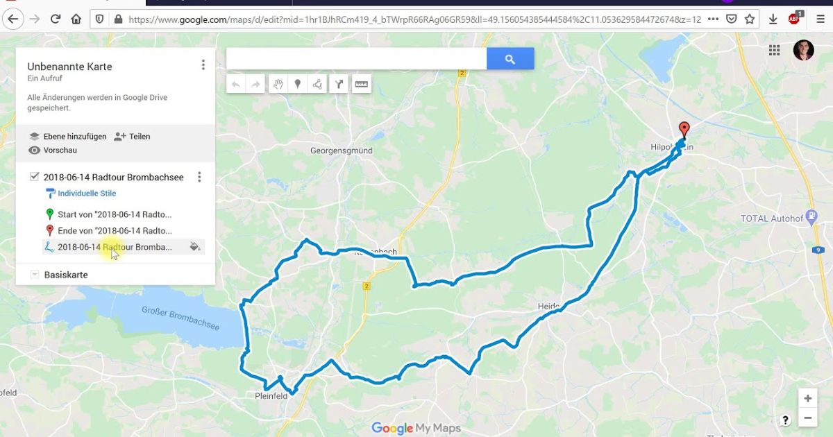 GPXDatei in Google Maps importieren Anzeige von GPSRouten am