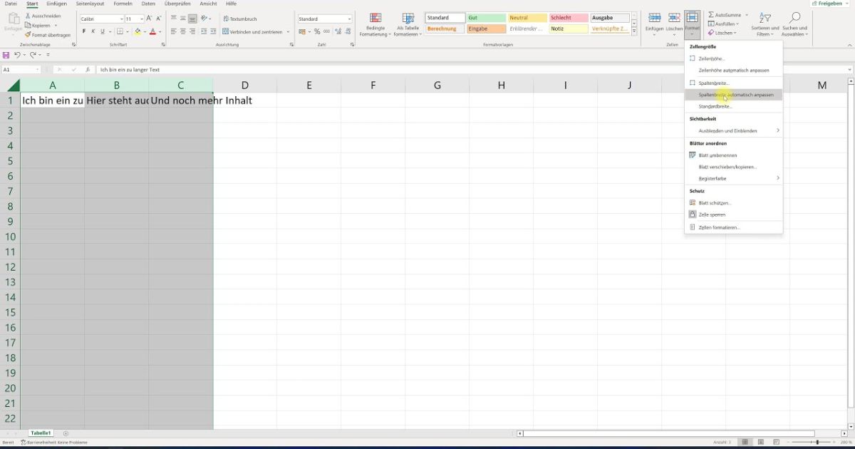 Excel Zeilenhöhe Automatisch Anpassen Funktioniert Nicht Spaltenbreite automatisch anpassen oder Breite einer Spalte manuell